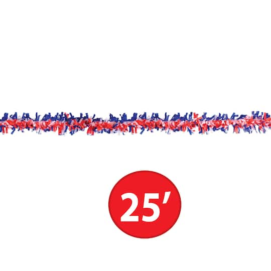Beistle 25ft. Red, White & Blue Tissue Festooning Garlands, 2ct.